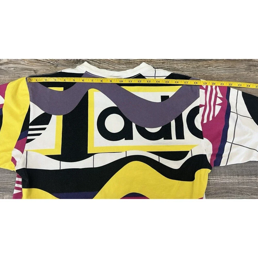 Adidas Originals Mens MED T-Shirt Tee‎ Short Sleeve All Over Print Retro Trefoil